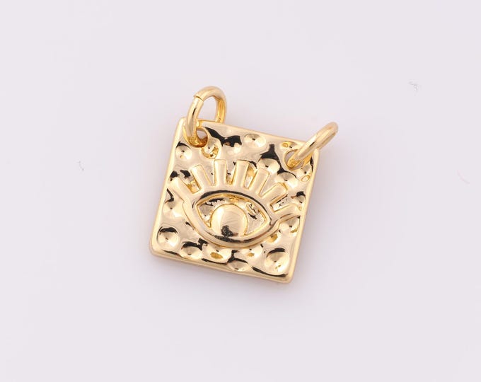 1 pcs Gold Evil Eye Pendant,18K Gold Filled Devil Eye Charm,Eye Charm DIY Bracelet Necklace Jewelry Making Findings Supply