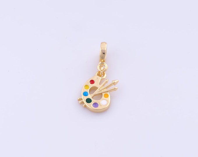 1 pcs Gold Enamel Palette Pendant,18K Gold Filled Palette Charm,Palette Charms DIY Bracelet Necklace Jewelry Making Findings Supply