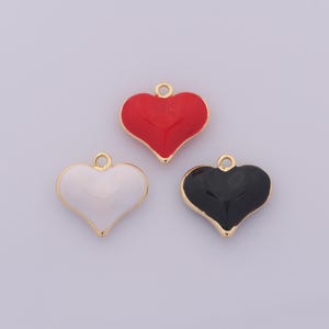 1 Stück Gold Emaille Puffed Herz Anhänger, 18K Gold gefüllt Liebe Charme, Herz Charms DIY Armband Halskette Schmuck machen Erkenntnisse Versorgung
