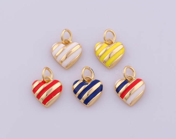 1 pcs Gold Enamel Heart Pendant,18K Gold Filled Love Charm,Heart Charms DIY Bracelet Necklace Jewelry Making Findings Supply