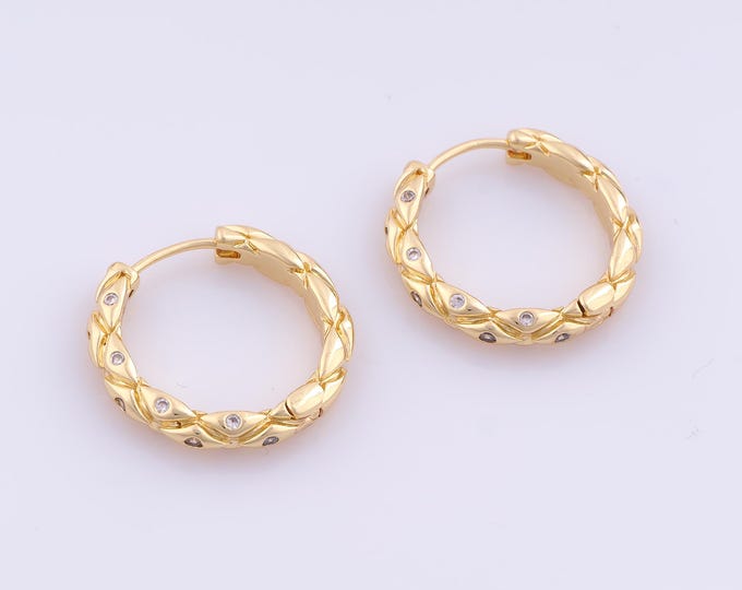 1 pair Gold CZ Hoop Earrings,18K Gold Filled Huggie Hoop Earrings,Hoop Earrings,Hypoallergenic Huggie Hoop,Gift for Her