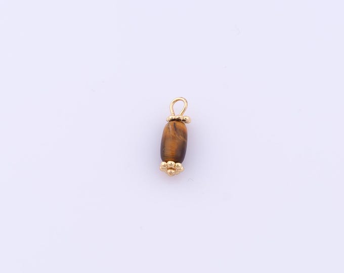 1 pcs Gold Energy Stone Pendant,18K Gold Filled Natural Stone Charm,Tiger Stone Charms DIY Bracelet Necklace Jewelry Making Findings Supply