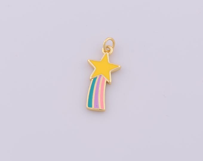 1pcs Gold Enamel Star Pendant,18K Gold Filled Celestial Charm,Starburst Charms DIY Bracelet Necklace Jewelry Making Findings Supply