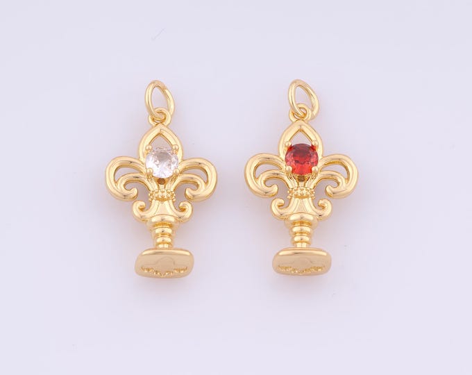 1 pcs Gold CZ Candlestick Pendant,18K Gold Filled Candlestick Charm,Candlestick Charms DIY Bracelet Necklace Jewelry Making Findings Supply