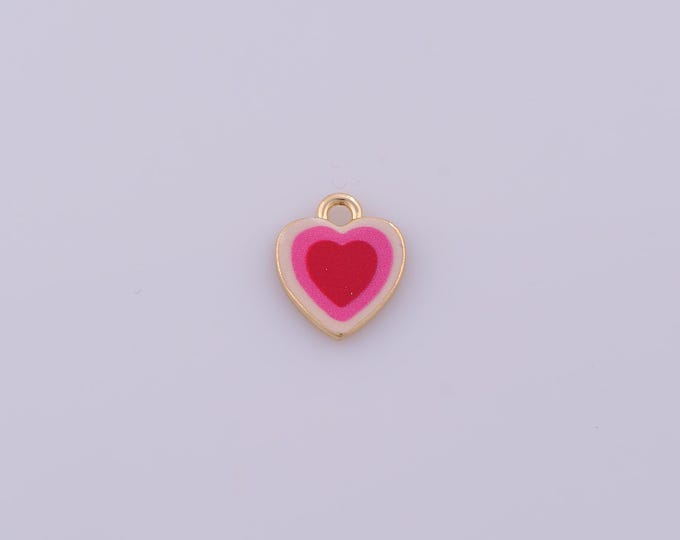 1 pcs Gold Enamel Heart Pendant,18K Gold Filled Love Charm,Heart Charms DIY Bracelet Necklace Jewelry Making Findings Supply