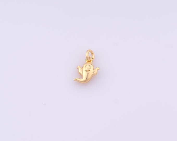 1 pcs Gold Ghost Pendant,18K Gold Filled Halloween Charm,Ghost Charms DIY Bracelet Necklace Jewelry Making Findings Supply