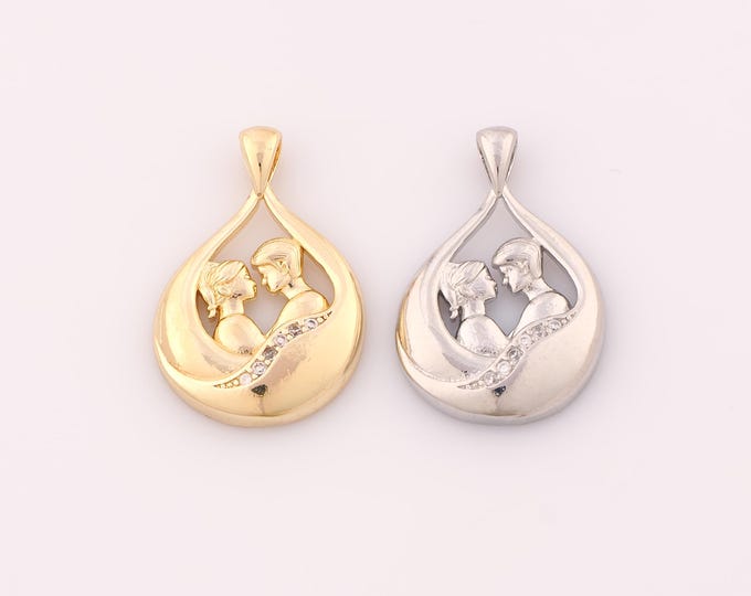 1 pcs Gold CZ Water Drop Pendant,18K Gold Filled Tear Drop Charm,Couple Charms DIY Bracelet Necklace Jewelry Making Findings Supply