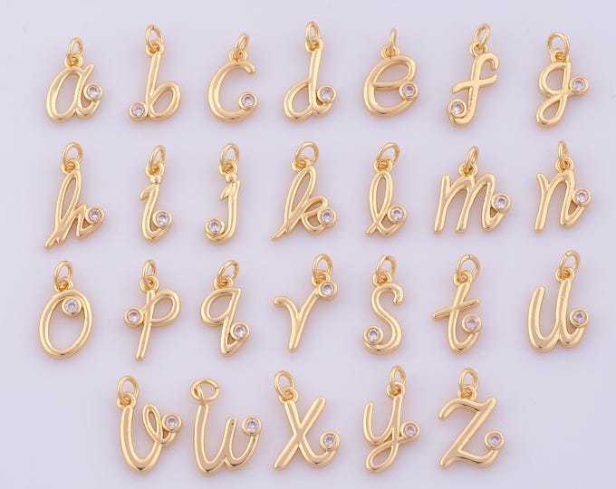 1 pcs Gold CZ Initial Pendant,18K Gold Filled Letter Charm,Initial Charms DIY Bracelet Necklace Jewelry Making Findings Supply