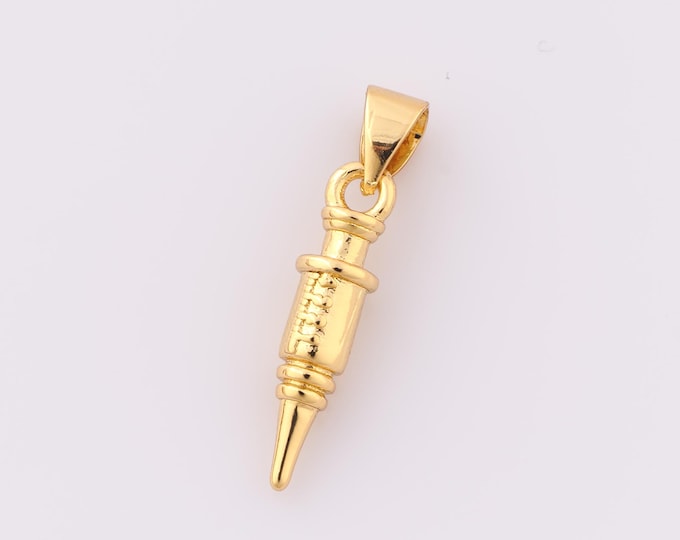1 pcs Gold Syringe Pendant,18K Gold Filled Syringe Charm,Syringe Charm DIY Bracelet Necklace Jewelry Making Findings Supply