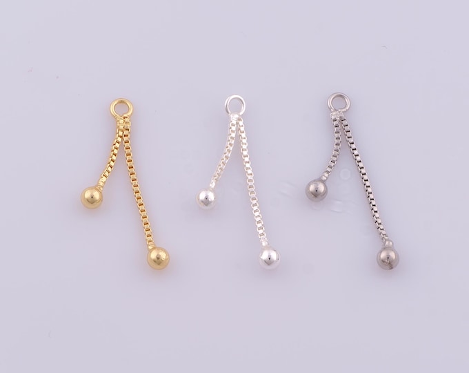1 pcs Gold Box Tassel Pendant,18K Gold Filled Ball Tassel Charm,Tassel Charms DIY Bracelet Necklace Jewelry Making Findings Supply