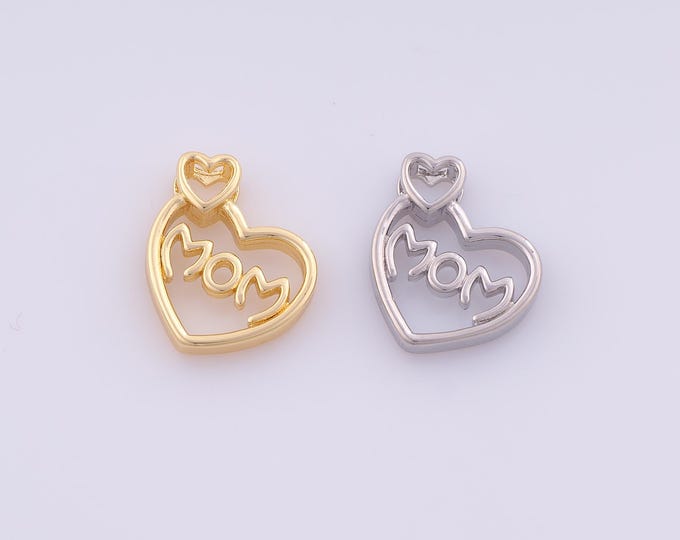 1 pcs Gold MOM Pendant,18K Gold Filled Heart Charm,Letter Charms DIY Bracelet Necklace Jewelry Making Findings Supply