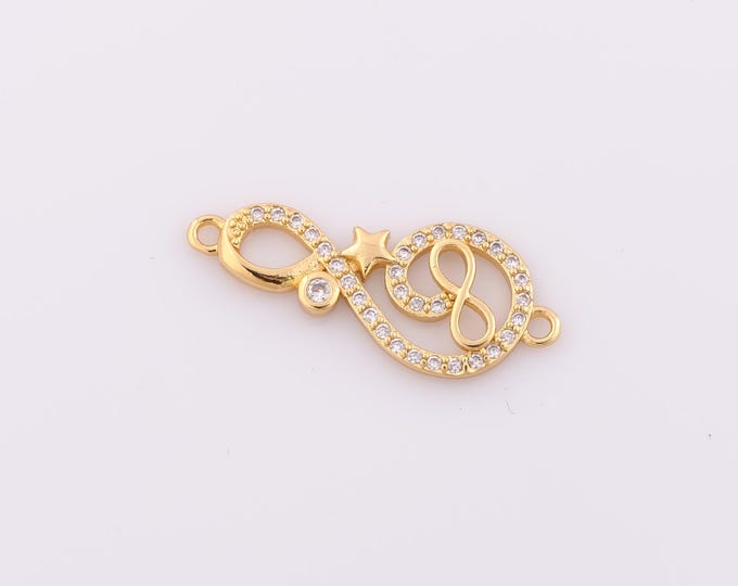 1 pcs Gold Infinity Connector,18K Gold Filled CZ Star Connector,Infinity Connector DIY Bracelet Necklace Jewelry Making Findings Supply