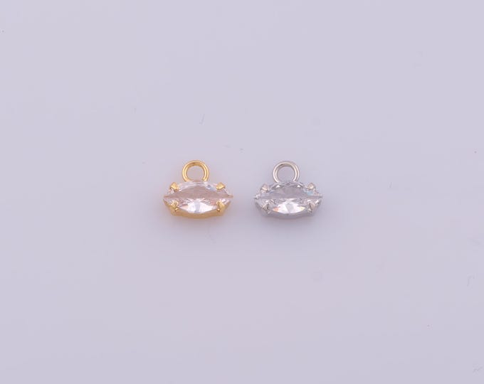 1 pcs Gold CZ Oval Pendant,18K Gold Filled Oval Charm,Oval Charms DIY Bracelet Necklace Jewelry Making Findings Supply