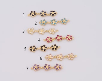 1 pcs Gold CZ Flower Connector,18K Gold Filled CZ Flower Connector,Flower Connector DIY Bracelet Necklace Jewelry Making Findings Supply