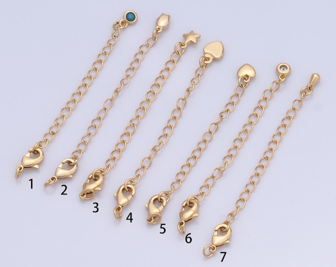 1 Str Gold Extended Chain,18K Gold Filled Lobster Claw Clasps,Extender Chain for DIY Bracelet Necklace Jewelry Making Findings Supply