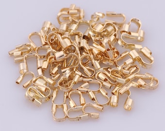 50 pcs Gold Wire Guard,14K Gold Filled Wire Guardian,Thread Guard for DIY Necklace Jewelry Making Findings Supply