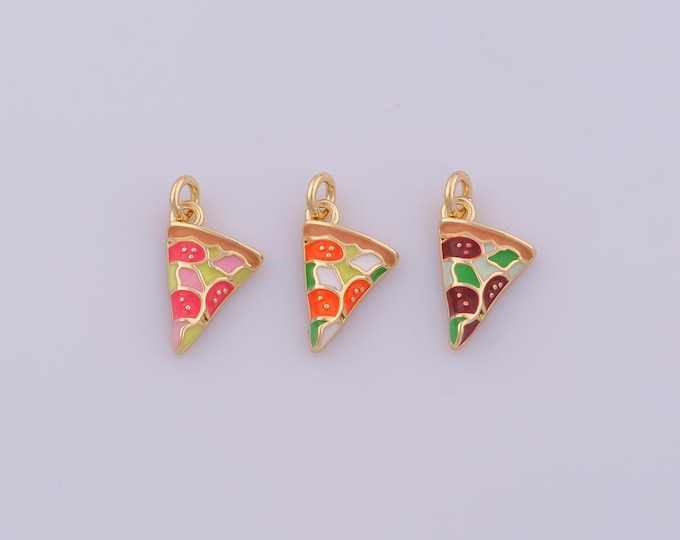 1 pcs Gold Enamel Pizza Pendant,18K Gold Filled Pizza Charm,Pizza Charms DIY Bracelet Necklace Jewelry Making Findings Supply