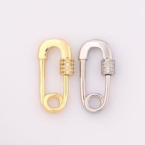1 pcs Gold Carabiner Clasp,18K Gold Filled Paper Clip Clasp,Carabiner Clasp for DIY Bracelet Necklace Jewelry Making Findings Supply