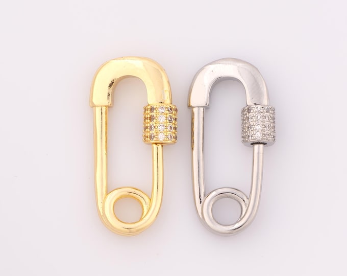 1 pcs Gold Carabiner Clasp,18K Gold Filled Paper Clip Clasp,Carabiner Clasp for DIY Bracelet Necklace Jewelry Making Findings Supply