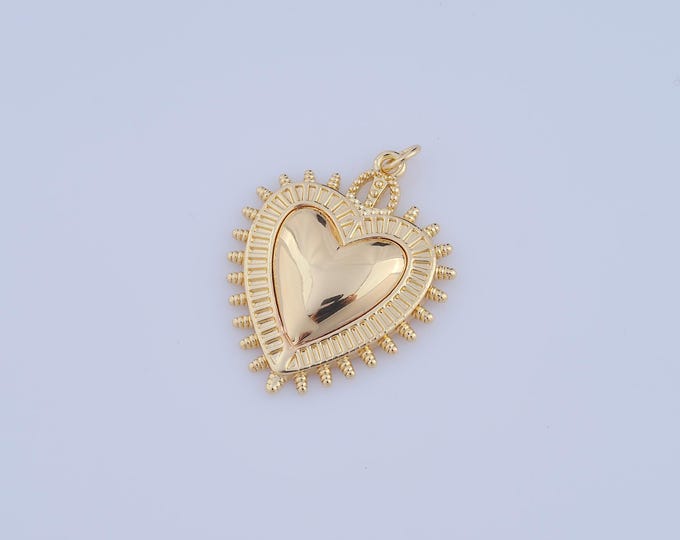 1 pcs Gold Heart Pendant,18K Gold Filled Heart Charm,Heart Charm DIY Bracelet Necklace Jewelry Making Findings Supply