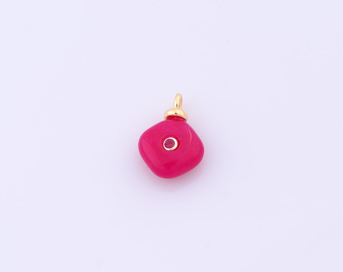 1 pcs Gold Energy Stone Pendant,18K Gold Filled Natural Stone Charm,Plum Red Jade Charms DIY Bracelet Necklace Jewelry Making Finding Supply
