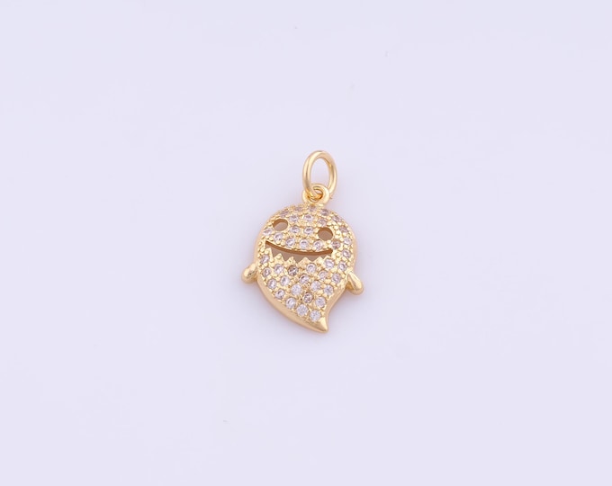 1 pcs Gold CZ Ghost Pendant,18K Gold Filled Halloween Charm,Ghost Charms DIY Bracelet Necklace Jewelry Making Findings Supply