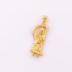 1 pcs Gold Santa Muerte Pendant,18K Gold Filled Santa Muerte Charm,Santa Muerte Charm DIY Bracelet Necklace Jewelry Making Findings Supply