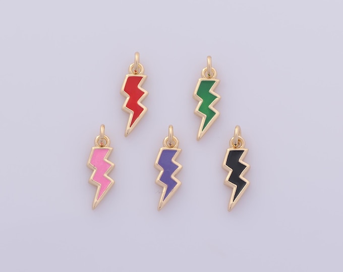 1 pcs Gold Enamel Lightning Pendant,18K Gold Filled Lightning Charm,Lightning Charms DIY Bracelet Necklace Jewelry Making Findings Supply