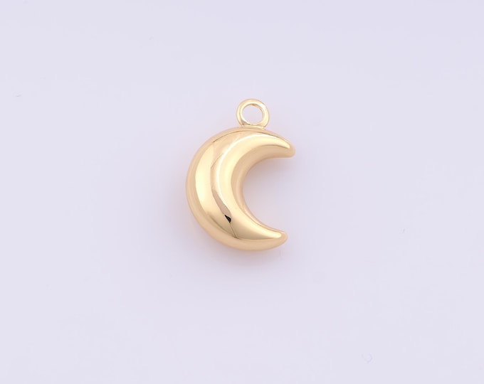 1 pcs Gold Puffed Moon Pendant,18K Gold Filled Celestial Charm,Crescent Moon Charms DIY Bracelet Necklace Jewelry Making Findings Supply