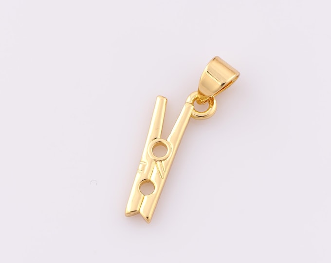 1 pcs Gold Clip Pendant,18K Gold Filled Clip Charm,Clip Charm DIY Bracelet Necklace Jewelry Making Findings Supply