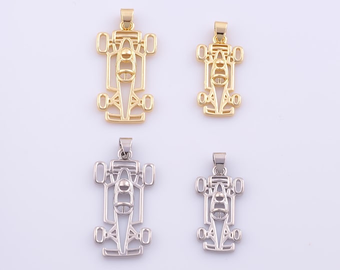 1 pcs Gold F1 Racing Pendant,18K Gold Filled Racing Charm,F1 Racing Charms DIY Bracelet Necklace Jewelry Making Findings Supply