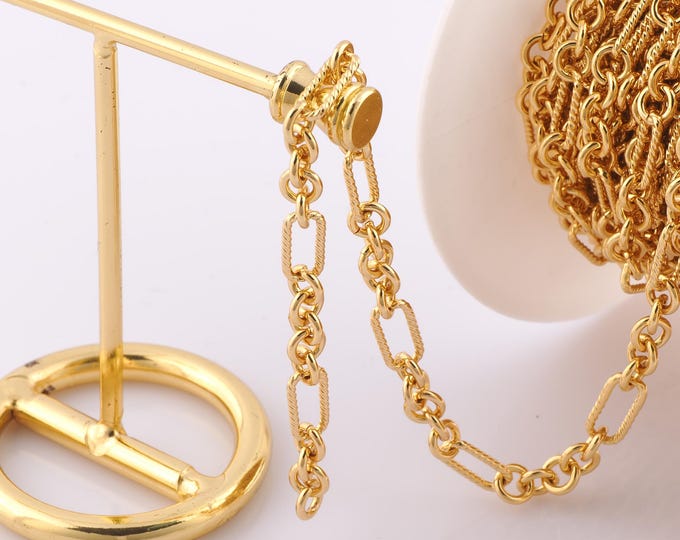 1 Meter Gold Figaro Chain, 18K Gold Filled Semi Finished Chain, Specialty Chains, DIY Jewelry Making Supplies