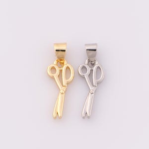 1 pcs Gold Scissors Pendant,18K Gold Filled Scissors Charm,Scissors Charm DIY Bracelet Necklace Jewelry Making Findings Supply