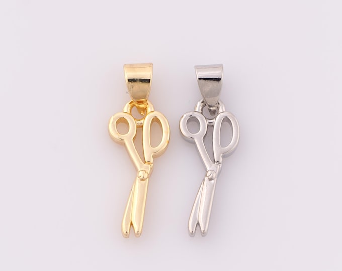 1 pcs Gold Scissors Pendant,18K Gold Filled Scissors Charm,Scissors Charm DIY Bracelet Necklace Jewelry Making Findings Supply