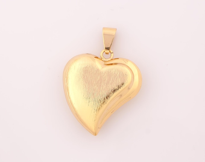 1 pcs Gold Puffed Heart Pendant,18K Gold Filled Puffed Heart Charm,Puffed Heart Charms DIY Bracelet Necklace Jewelry Making Findings Supply
