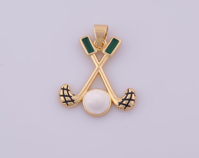 1 pcs Enamel Golf Club Pendant,18K Gold Filled Sports Charm,Golf Charms DIY Bracelet Necklace Jewelry Making Findings Supply