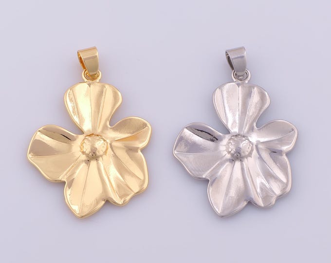 1 pcs Gold Flower Pendant,18K Gold Filled Flower Charm,Flower Charms DIY Bracelet Necklace Jewelry Making Findings Supply