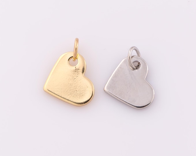 1 pcs Gold Heart Pendant,18K Gold Filled Heart Charm,Heart Charm DIY Bracelet Necklace Jewelry Making Findings Supply