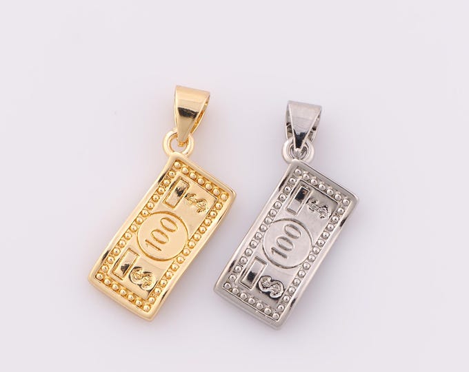1 pcs Gold Money Pendant,18K Gold Filled Money Charm,Money Charm DIY Bracelet Necklace Jewelry Making Findings Supply