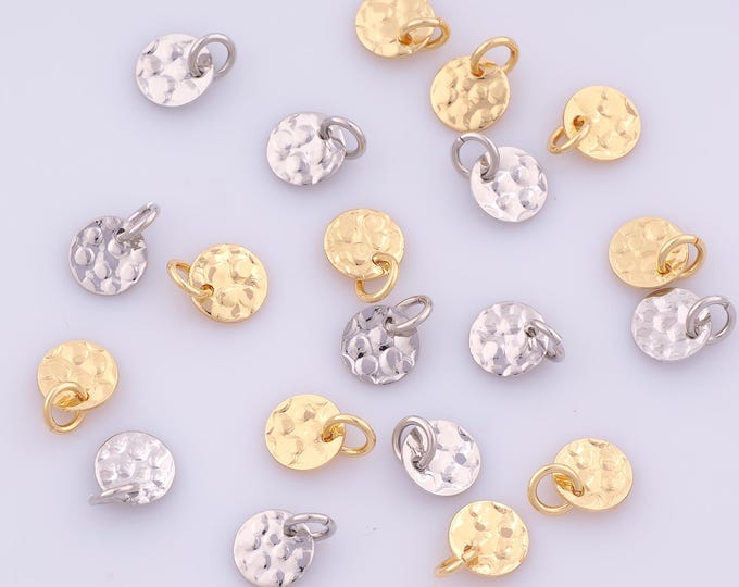 10 pcs Gold Round Pendant,18K Gold Filled Disc Charm,Coin Charms DIY Bracelet Necklace Jewelry Making Findings Supply