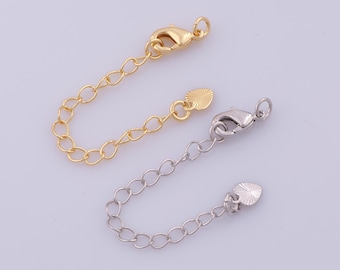 1 Str Gold Heart Extended Chain,18K Gold Filled Lobster Claw Clasps,Extender Chain for DIY Bracelet Necklace Jewelry Making Findings Supply
