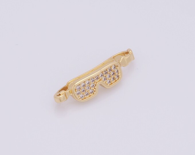 1 pcs Gold Glasses Connector,18K Gold Filled CZ Glasses Connector DIY Bracelet Necklace Jewelry Making Findings Supply