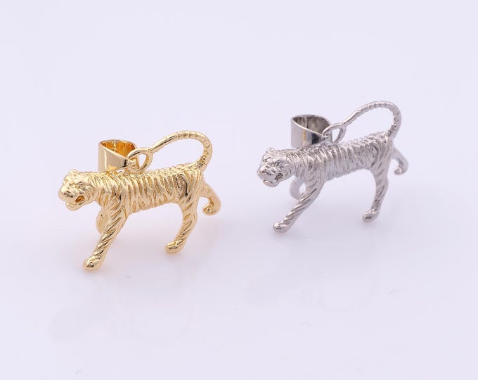 1 pcs Gold Tiger Pendant,18K Gold Filled Animal Charm,Tiger Charms DIY Bracelet Necklace Jewelry Making Findings Supply