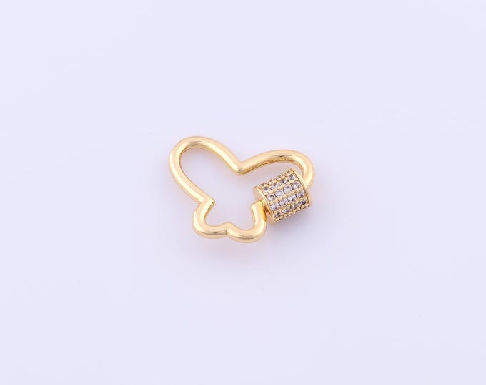 1 pcs Gold CZ Carabiner Clasp,18K Gold Filled Screw Clasp,Butterfly Clasp for DIY Bracelet Necklace Jewelry Making Findings Supply