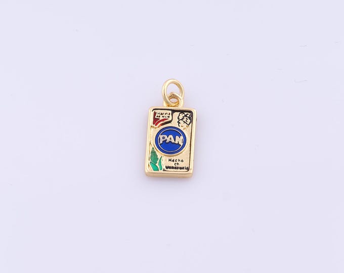 1 pcs Gold Enamel Square Pendant,18K Gold Filled Letter Charm,Square Charms DIY Bracelet Necklace Jewelry Making Findings Supply