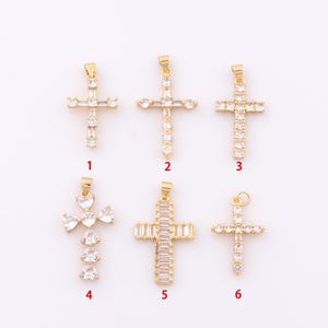 1 pcs Gold Cross Pendant,18K Gold Filled Religion Charm,CZ Christian Charm DIY Bracelet Necklace Jewelry Making Findings Supply