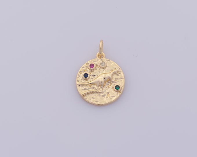 1 pcs Gold CZ Animal Pendant,18K Gold Filled Round Charm,Animal Charms DIY Bracelet Necklace Jewelry Making Findings Supply