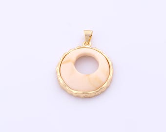 1 pcs Gold Fritillaria Round Pendant,18K Gold Filled Round Charm,Round Charms DIY Bracelet Necklace Jewelry Making Findings Supply