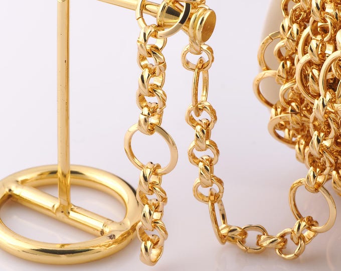 1 Meter Gold Figaro Chain, 18K Gold Filled Semi Finished Chain, Specialty Chains, DIY Jewelry Making Supplies