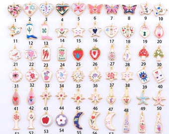 Gold Enamel Peace Dove Pendant,18K Gold Filled Heart Butterfly Charm,Moon Star Charms DIY Bracelet Necklace Jewelry Making Findings Supply